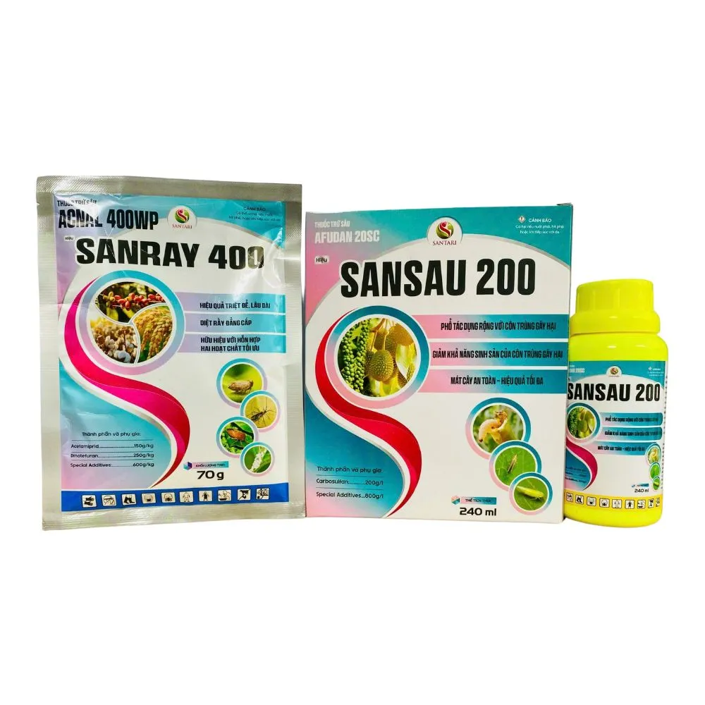 CẶP THUỐC TRỪ SÂU AFUDAN 20SC HIỆU SANSAU 200 VÀ ACNAL 400WP HIỆU SANRAY 400