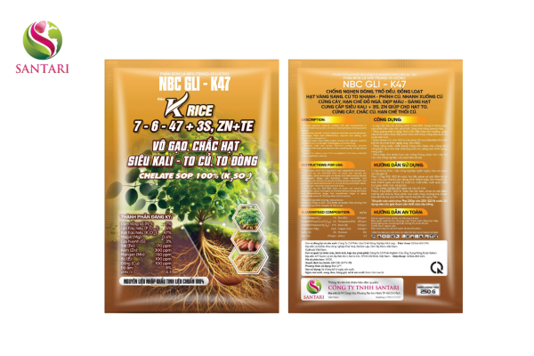 Thông tin chung PHÂN BÓN LÁ NPK TRUNG - VI LƯỢNG NBC GLI - K47 HIỆU KRICE 7-6-47 +3S, ZN+TE