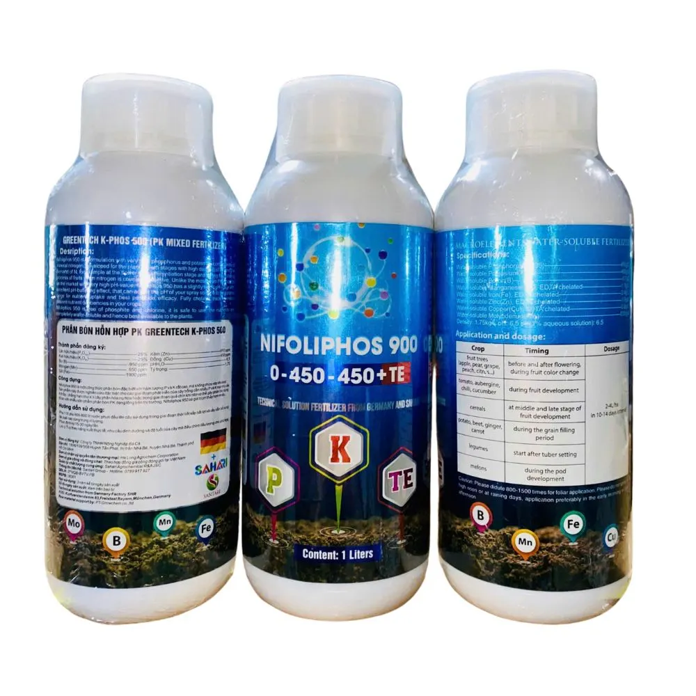 PHÂN BÓN HỖN HỢP PK GREENTECH K PHOS 500 NIFOLIPHOS 900 0-450-450+TE